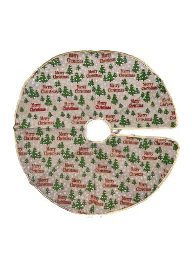 Yılbaşı Çam Ağaç Örtüsü Jüt Merry Christmas Baskılı 60 Cm - 