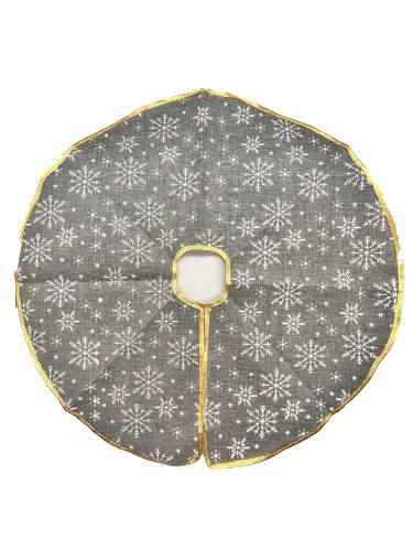 Yılbaşı Çam Ağaç Örtüsü Jüt Kar Tanesi Baskılı 60 Cm - 