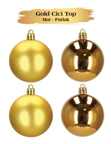 Yılbaşı Top Süs 10 Cm Mat Parlak Gold 4 lü - 