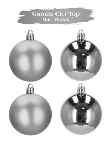 Yılbaşı Top Süs 10 Cm Mat Parlak Gümüş 4lü - 