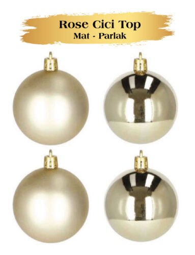 Yılbaşı Top Süs 10 Cm Mat Parlak Rose Gold 4lü - 