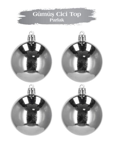 Yılbaşı Top Süs 10 Cm Parlak Gümüş 4lü - 