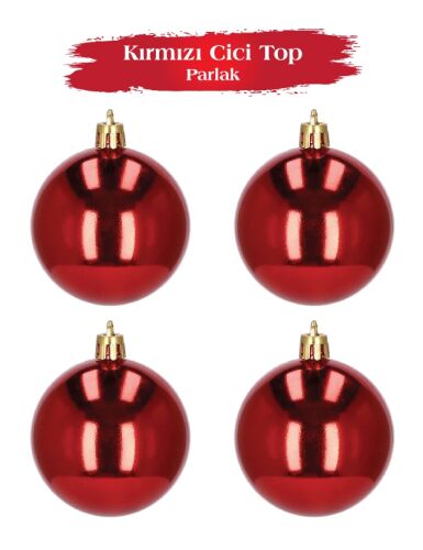 Yılbaşı Top Süs 10 Cm Parlak Kırmızı 4lü - 