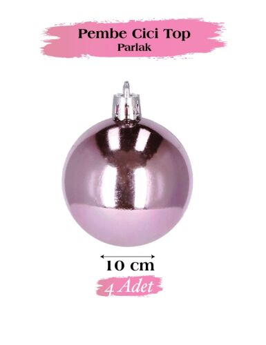 Yılbaşı Top Süs 10 Cm Parlak Pembe 4lü - 2
