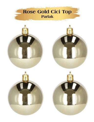 Yılbaşı Top Süs 10 Cm Parlak Şampanya 4lü - 