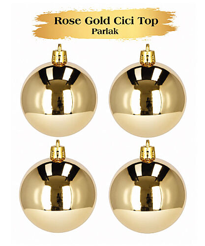 Yılbaşı Top Süs 10 Cm Parlak Şampanya 4lü - 