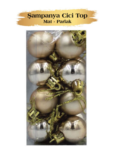 Yılbaşı Top Süs 3 Cm Mat Parlak Rose Gold 16lı - 