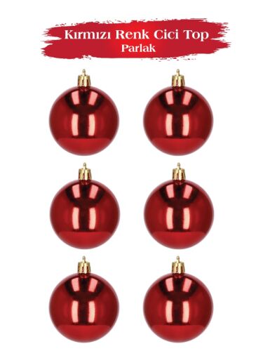 Yılbaşı Top Süs 4 Cm Parlak Kırmızı 6 lı - 