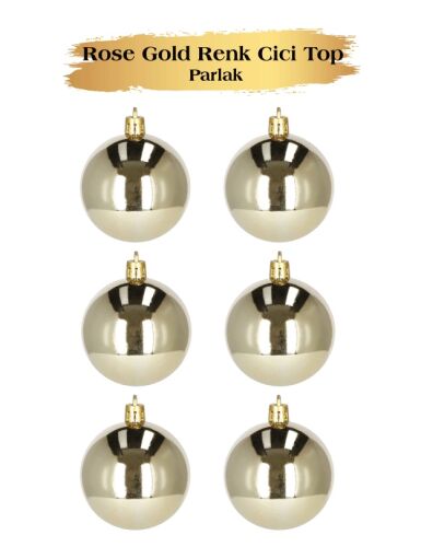 Yılbaşı Top Süs 4 Cm Parlak Şampanya 6 lı - 