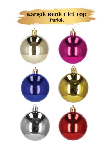 Yılbaşı Top Süs 6 Cm Parlak Mix 6 lı - 
