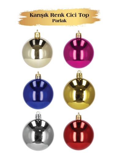 Yılbaşı Top Süs 8 Cm Parlak Mix 6 lı - 