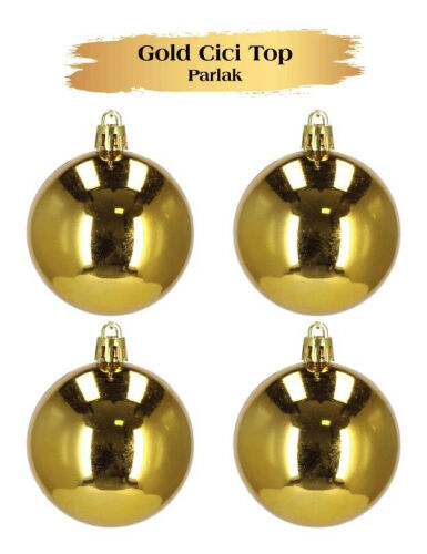 Yılbaşı Top Süs 10 Cm Parlak Gold 4 lü - 