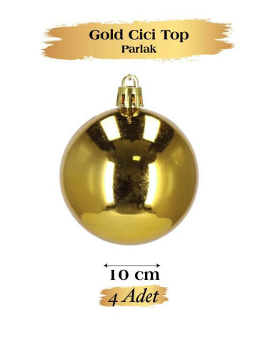 Yılbaşı Top Süs 10 Cm Parlak Gold 4 lü - 2