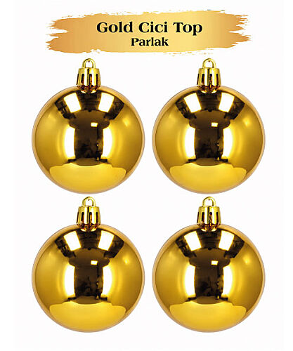Yılbaşı Top Süs 10 Cm Parlak Gold 4 lü - 