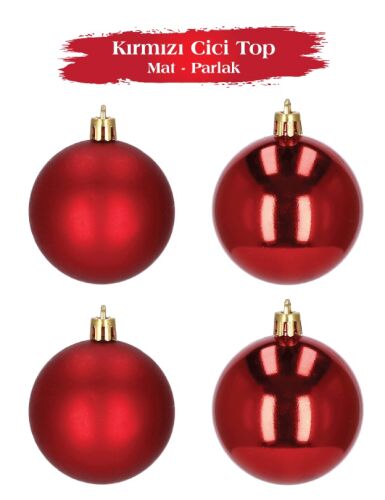 Yılbaşı Top Süs 10 Cm Mat Parlak Kırmızı 4lü - 