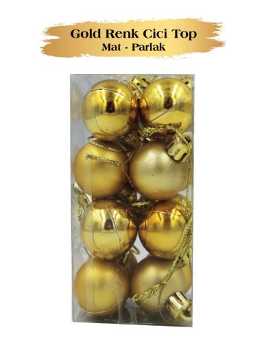 Yılbaşı Top Süs 3 Cm Mat Parlak Gold 16 lı - 