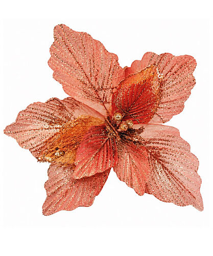 Yılbaşı Çam Dalı Atatürk Çiçeği Rose Gold Simli 35 Cm - 