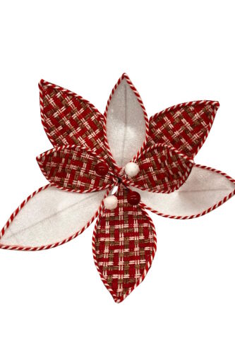 Yılbaşı Çam Dalı Atatürk Çiçeği Kırmızı Ekoseli 30 Cm - 