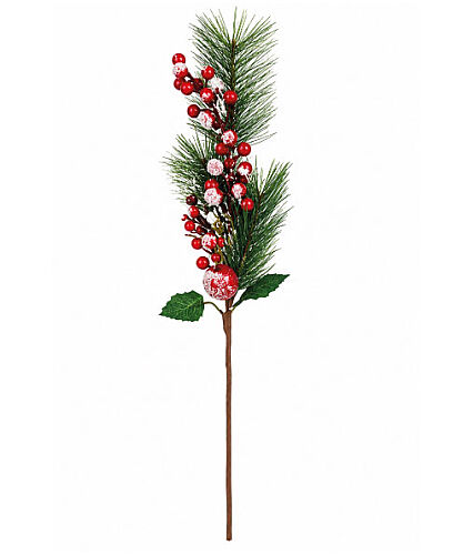 Yılbaşı Çam Dalı Berry Demeti Elmalı Karlı 75 Cm - 