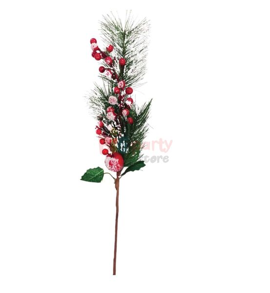 Yılbaşı Çam Dalı Berry Demeti Kozalaklı Karlı 40 Cm - 