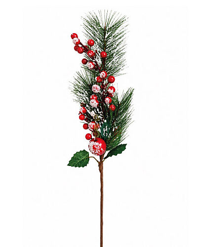 Yılbaşı Çam Dalı Berry Demeti Kozalaklı Karlı 40 Cm - 
