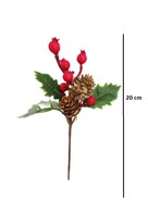 Yılbaşı Çam Dalı Berryli Çift Kozalaklı 20 Cm - 2