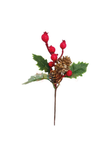 Yılbaşı Çam Dalı Berryli Çift Kozalaklı 20 Cm - 