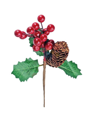 Yılbaşı Çam Dalı Berryli Kozalaklı 22 Cm - 