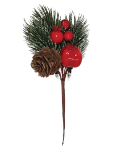 Yılbaşı Çam Dalı Berryli Kozalaklı Elmalı 18 Cm - 