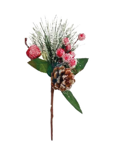 Yılbaşı Çam Dalı Berryli Kozalaklı Karlı 22 Cm - 