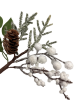 Yılbaşı Çam Dalı Beyaz Berry Çiçekli Kozalaklı 28 Cm - 2