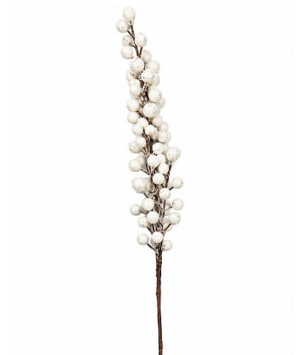 Yılbaşı Çam Dalı Beyaz Berry Demeti Tüylü 65 Cm - 