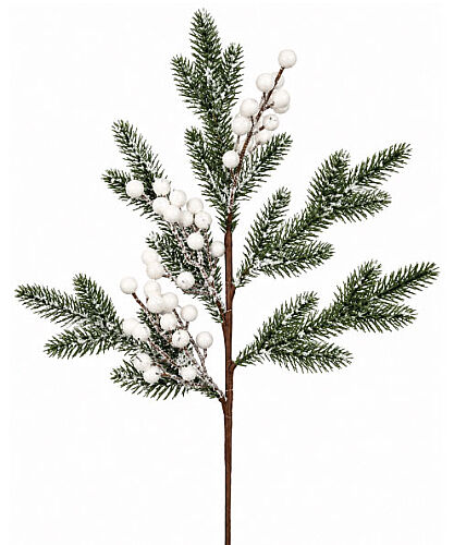 Yılbaşı Çam Dalı Beyaz Berry Karlı 70 Cm - 