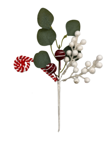 Yılbaşı Çam Dalı Beyaz Berry Sosyete Şekerli Yapraklı Model 30 Cm - 