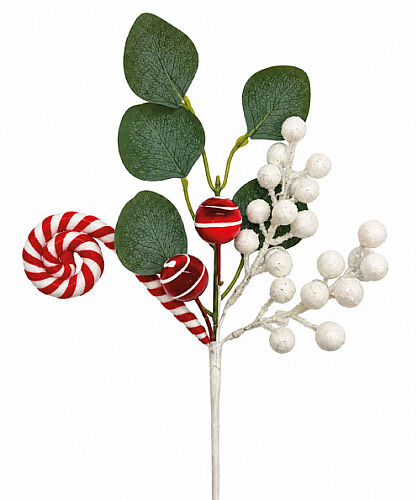 Yılbaşı Çam Dalı Beyaz Berry Sosyete Şekerli Yapraklı Model 30 Cm - 