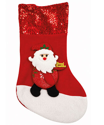 Yılbaşı Çorabı Büyük Pullu Noel Baba Figürlü Lüks - 