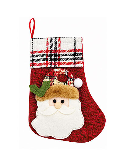 Yılbaşı Çorabı Jüt Kumaş Noel Baba Figürlü Küçük - 
