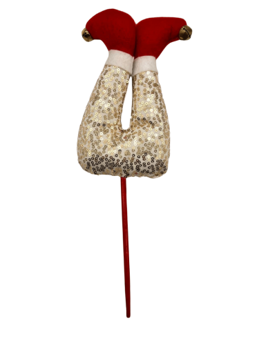 Yılbaşı Çubuklu Figür Noel Baba Bacağı Beyaz Pullu Model - 