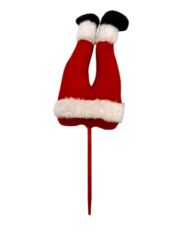 Yılbaşı Çubuklu Figür Noel Baba Bacağı Kırmızı Beyaz Tüylü Model - 
