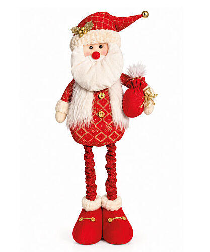 Yılbaşı Dekoratif Noel Baba Kırmızı Hediye Paketli Ayakları Uzayan 50-70 Cm - 
