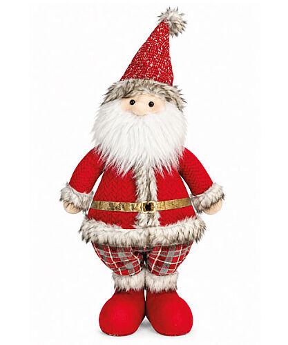 Yılbaşı Dekoratif Noel Baba Ekose Kostümlü 60 Cm - 