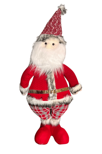 Yılbaşı Dekoratif Noel Baba Ekose Kostümlü 60 Cm - 