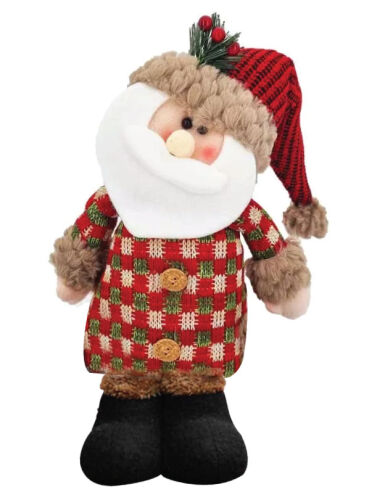 Yılbaşı Dekoratif Noel Baba Ekoseli Figür 33 Cm - 