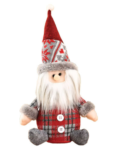 Yılbaşı Dekoratif Oturan Noel Baba Ekoseli 25 Cm - 