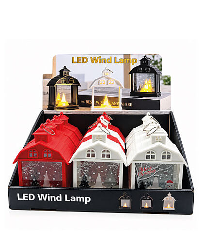 Yılbaşı Fener Ledli Ev Model 15 Cm 12 Parça - 