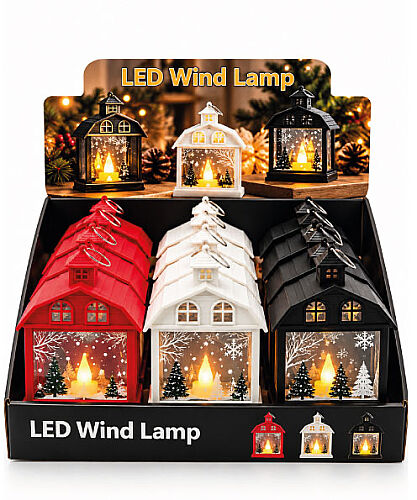 Yılbaşı Fener Ledli Ev Model 15 Cm 12 Parça - 