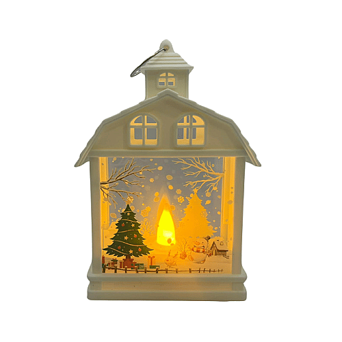 Yılbaşı Fener Ledli Ev Model 15 Cm Beyaz - 