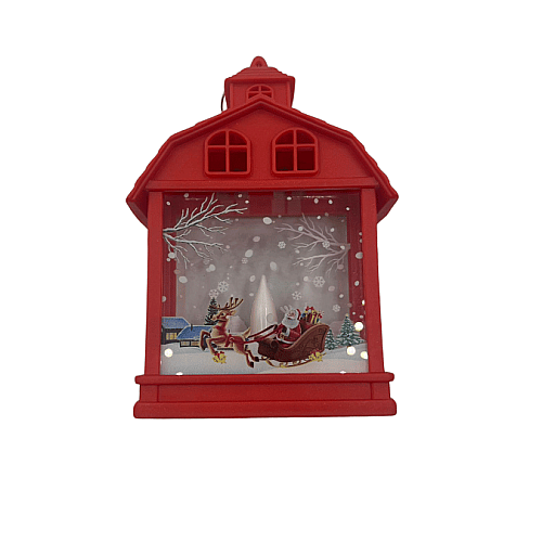 Yılbaşı Fener Ledli Ev Model 15 Cm Kırmızı - 2