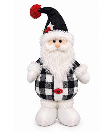 Yılbaşı Figür Noel Baba Siyah Ekoseli 35 Cm - 