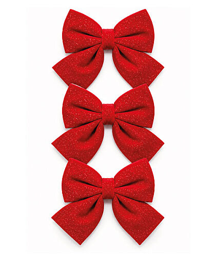 Yılbaşı Fiyonk Kadife 10*12 cm Kırmızı 3'lü - 